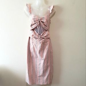 Wayf Pink Striped Midi Dress